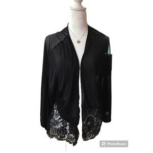 Shein Women's One Size Open ‎ Front Short  Sleeve  Black Lace Kimono